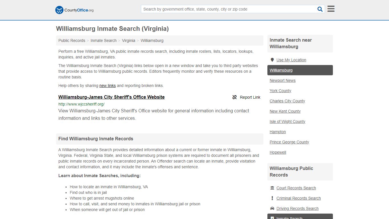 Inmate Search - Williamsburg, VA (Inmate Rosters & Locators)