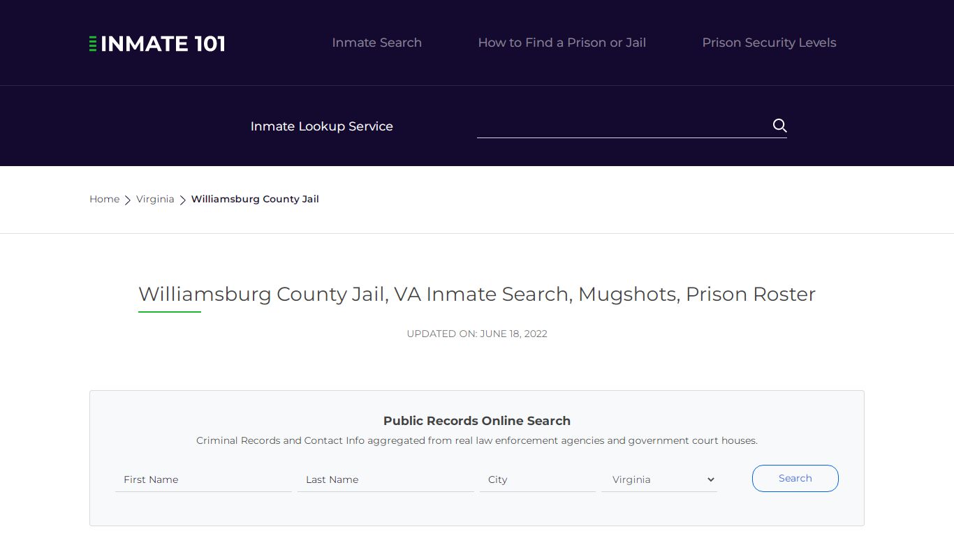 Williamsburg County Jail, VA Inmate Search, Mugshots, Prison Roster ...
